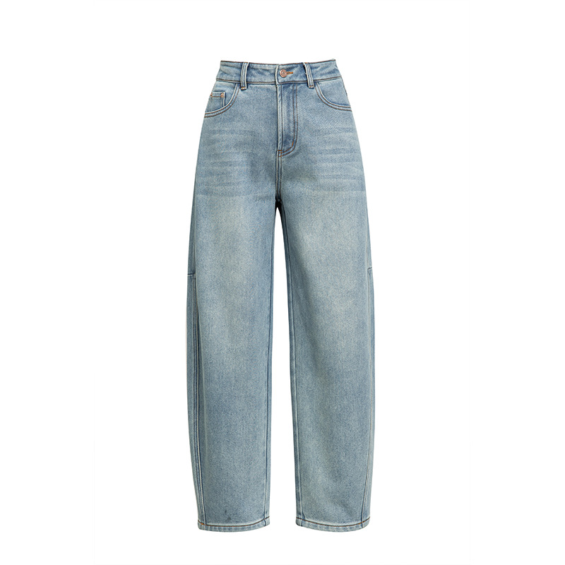 牛仔裤/带钻牛仔裤/牛仔裤阔腿/牛仔短裤女/阔腿裤白底实物图