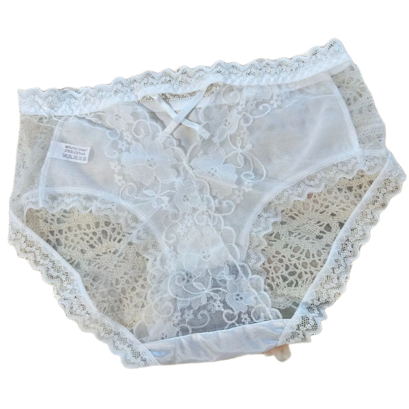 2026 Bestseller one-piece dropshipping Solid color Japanese-style pure desire style hollowed-out high-waisted seamless lace Underwear for ladies' Temptation Three Item Picture