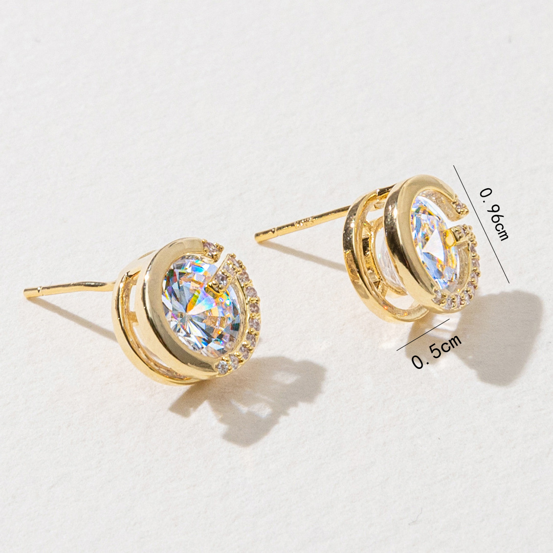Xuhui jewelry offers exquisite, fashionable, versatile and elegant copper zirconium plated with real gold and silver needle light luxury letter stud earrings wholesale details Picture