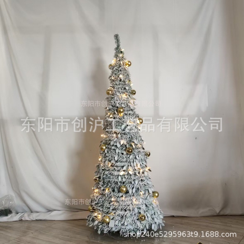 En stock árbol de navidad plegable artículos de decoración de navidad árbol de nieve con luz decoración escena arreglo decoración deluxe Specification image