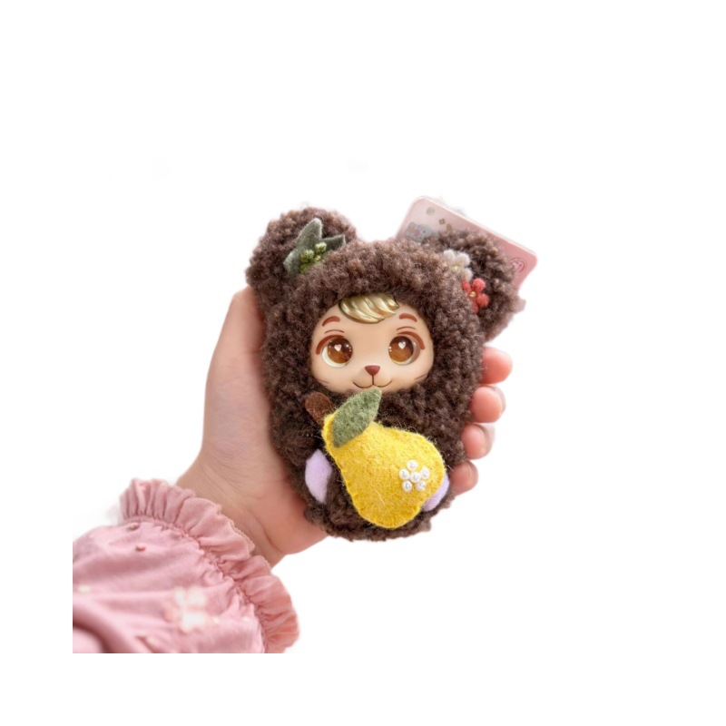 Original rubber face plush keychain pendant, plush doll figurine, birthday gift Item Picture