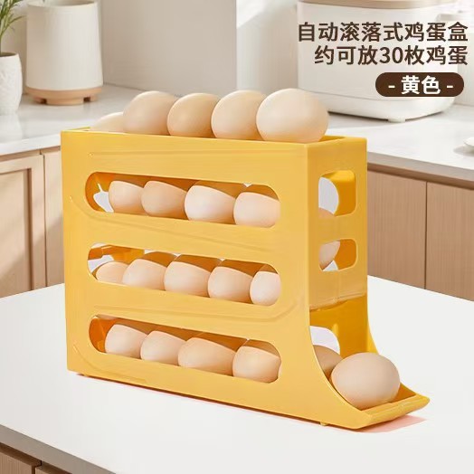 Automatic roll-off egg carton, thickened anti-breakage egg carton, household fresh-keeping storage box details Picture