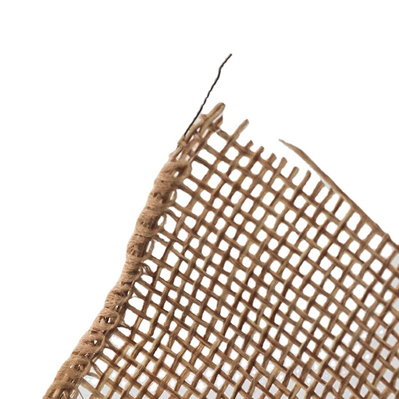 彩色仿麻织带铁丝边定型麻布卷圣诞装饰diy手工丝带原麻亚麻色4cm白底实物图