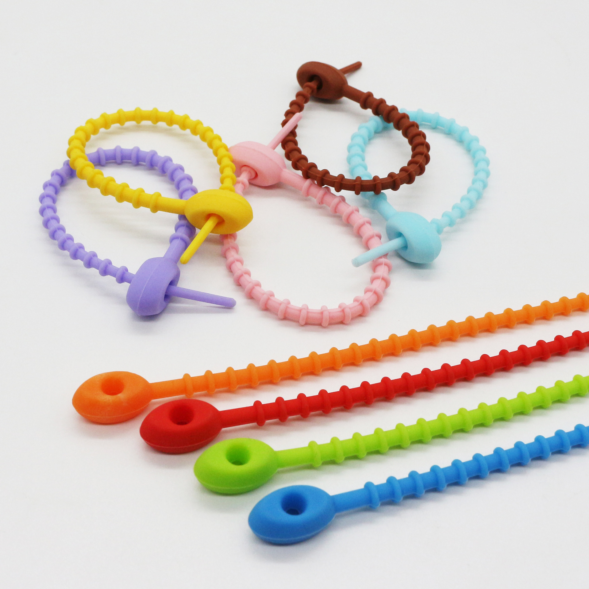 彩色硅胶扎带收纳绳数据线diy钥匙扣饰品配件理线带彩色挂绳批发产品图