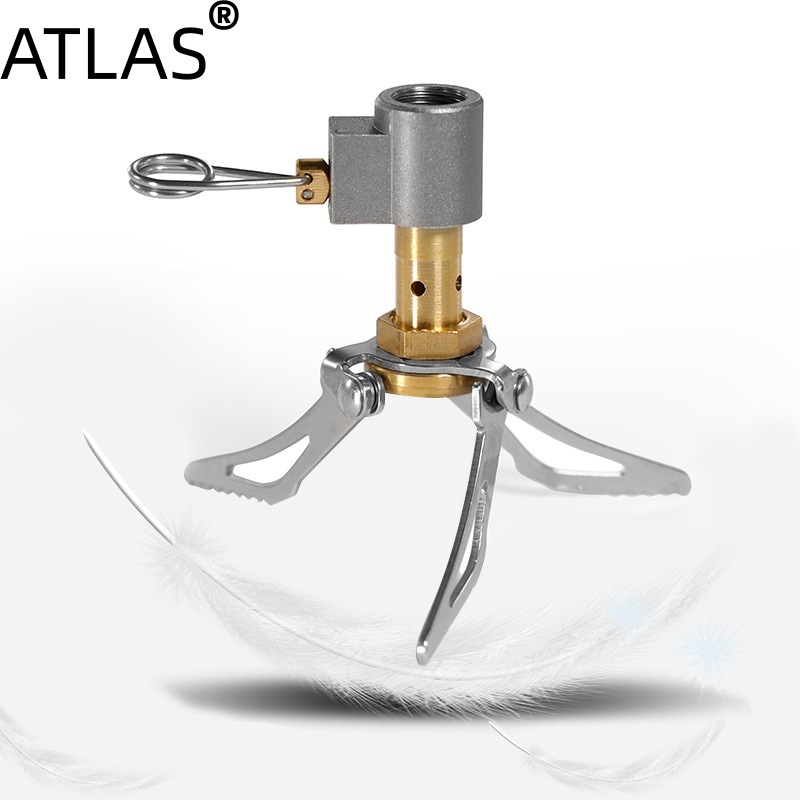 ATLAS Outdoor portable folding burner, 304 stainless steel ultra-light windproof camping stove, 45g mini gas stove Specification image