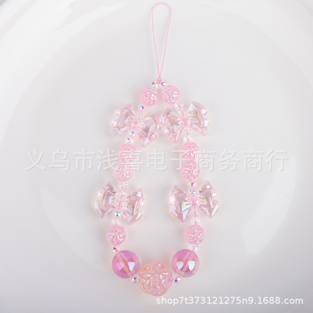 2024新款镀彩蝴蝶结手机链时尚小清新手机壳挂绳防丢防摔手腕带女 details Picture
