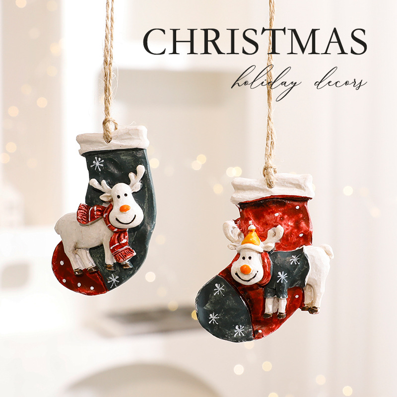 DIY snowman and reindeer Christmas resin pendant decorations, Christmas tree hanging decorations, scene decoration and arrangement Specification image