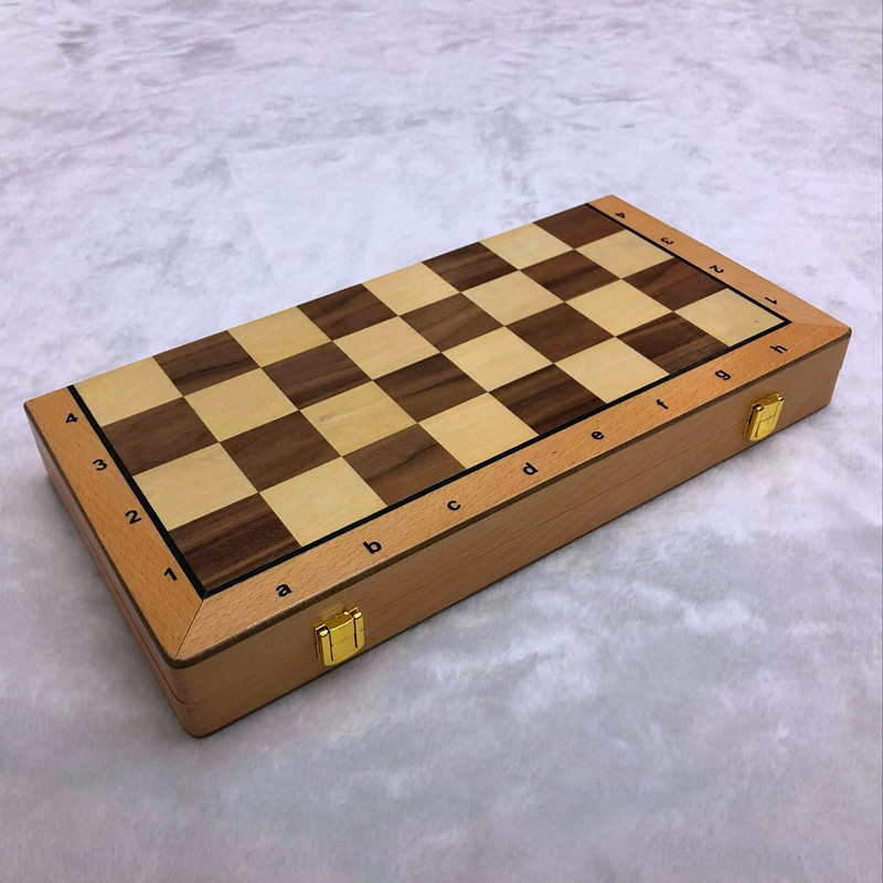厂家直销象棋 榉木棋盘可折叠国际象棋天然原木环保漆做工精制
