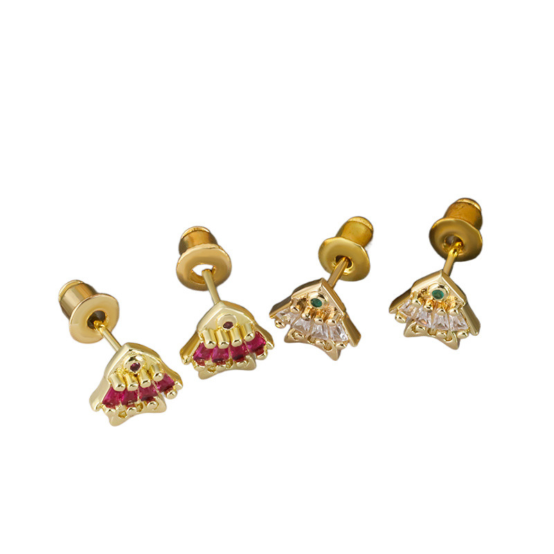 Cross-border best-selling fashionable European and American style cute cartoon stud earrings, fashionable zircon inlaid simple earrings and accessories wholesale Item Picture