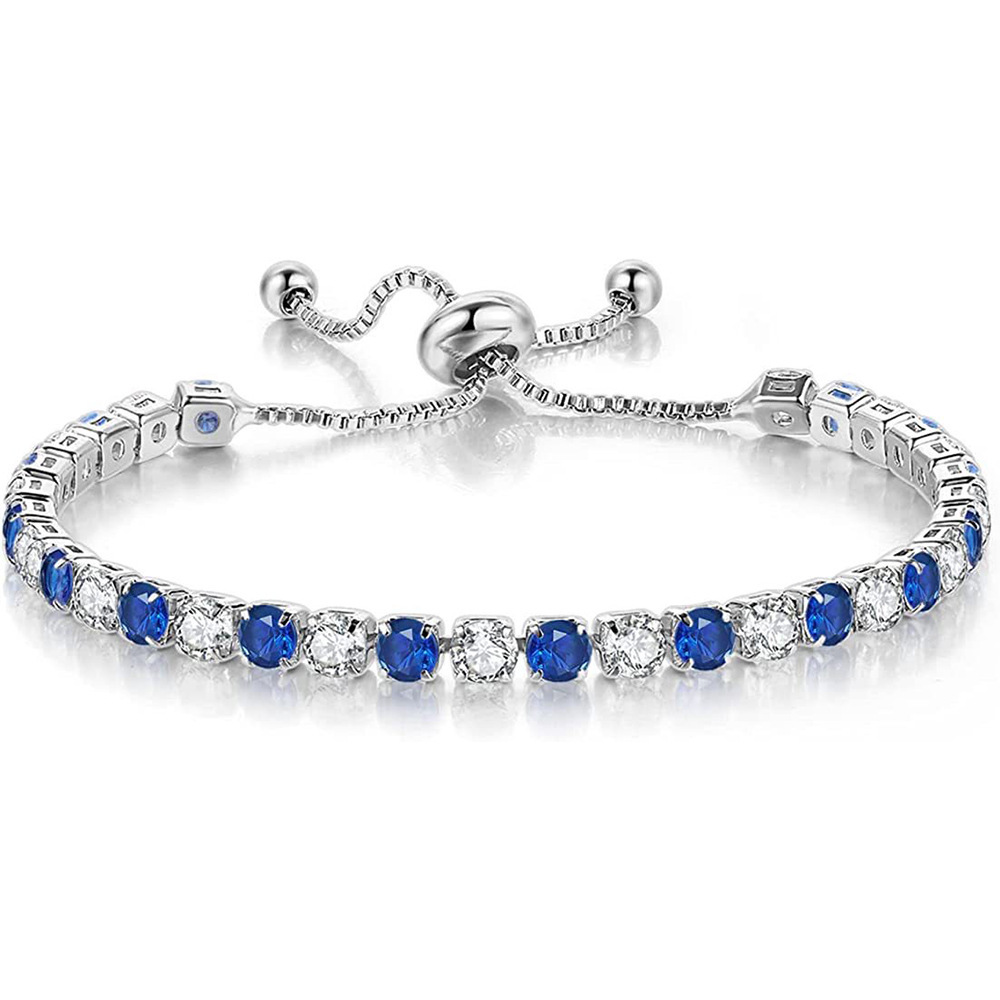 Crystal colorful jewelry, Amazon trendy and fashionable gold-plated diamond bracelet, women's tennis ball, Baoman Zircon silver jewelry, 4MM full Item Picture