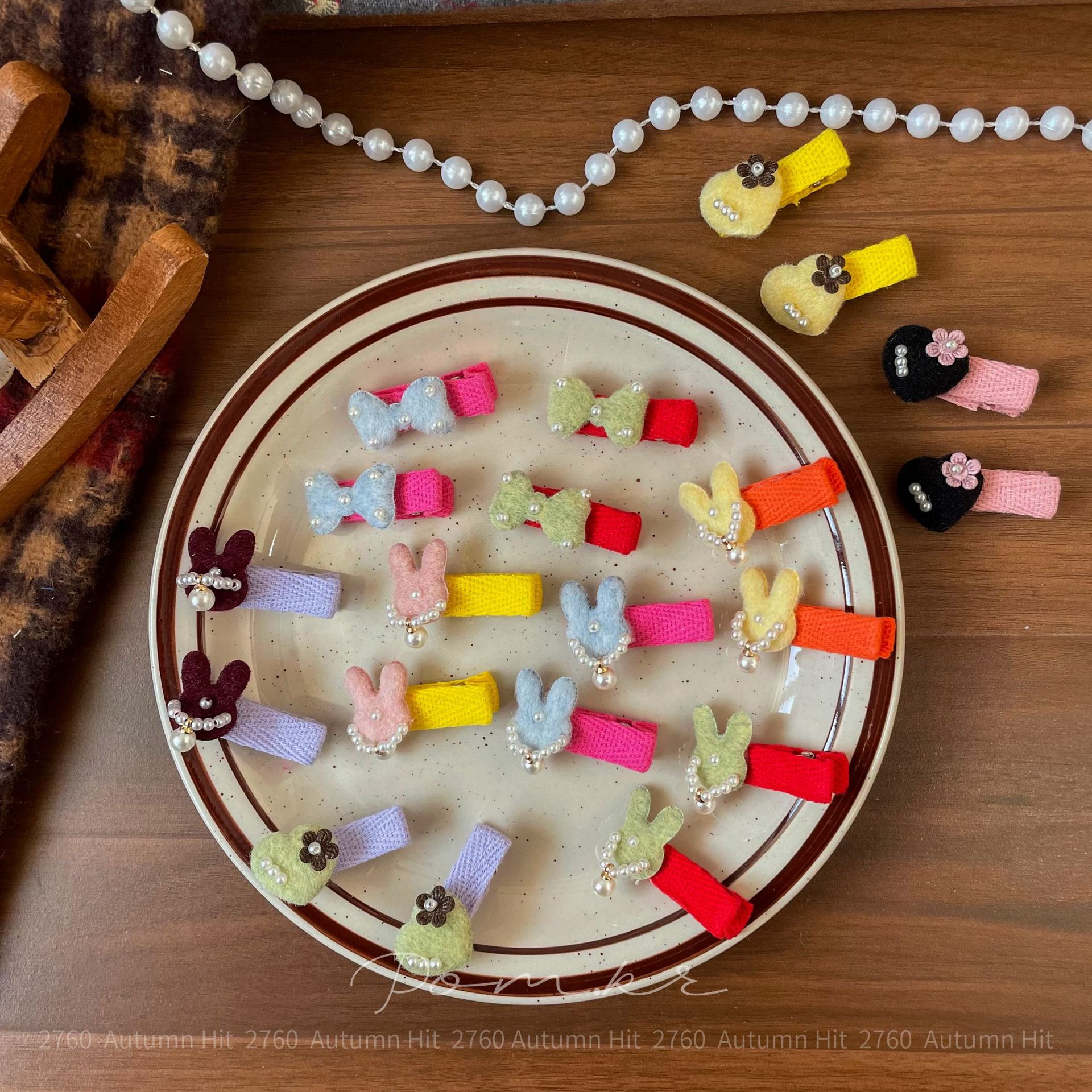 New Korean-style colorful dopamine cartoon hair clips, handcrafted fabric children's side broken hair bangs clips, all-inclusive hair accessories rabbit ear bow style with exquisite decorations, colorful knitted hair clips, sweet and energetic, suitable for soft girls' sweet outfits