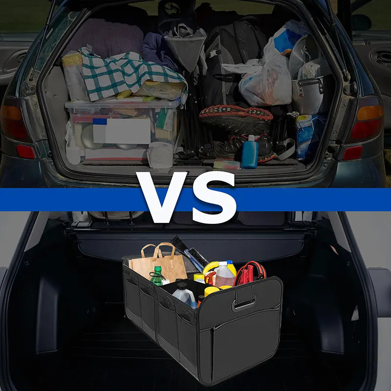 Car trunk storage box, Oxford cloth handle outdoor storage box, multi-functional folding car storage box details Picture