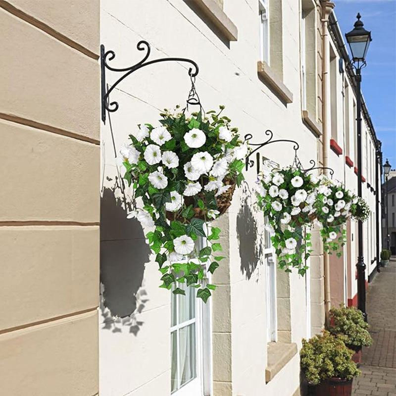 跨境仿真牵牛花壁挂垂吊植物盆栽花卉绿植塑料假花室外装饰摆设