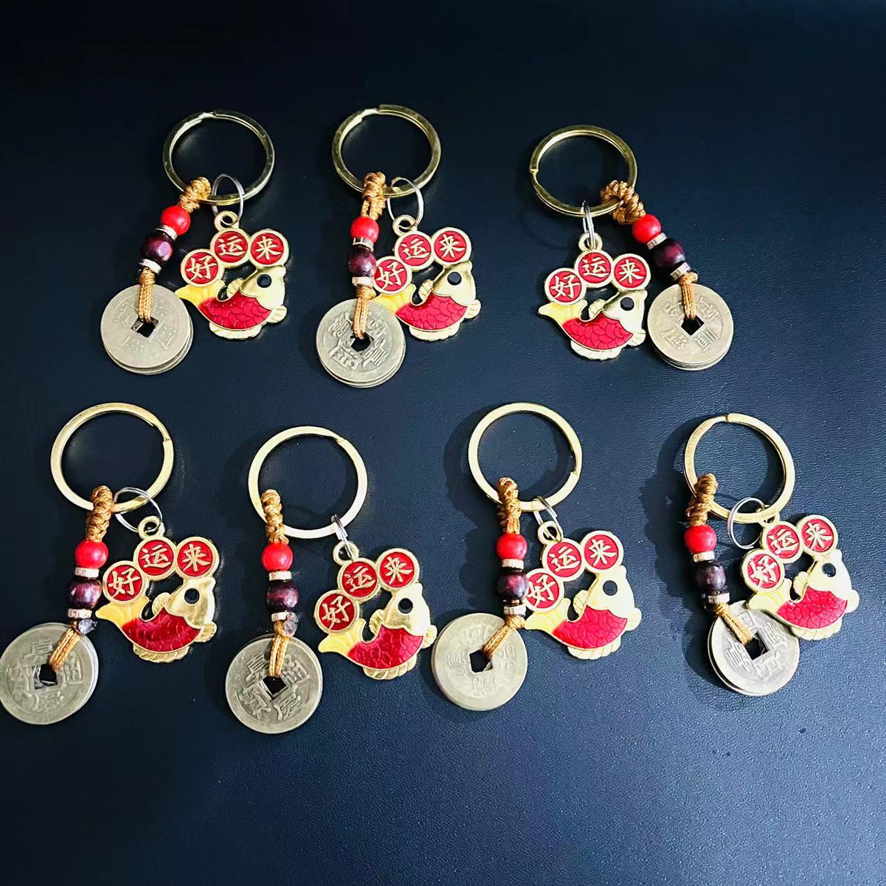 Creative keychain of Small fish pendant, 2024 new style metal pendant, copper coin small fish pendant, wholesale 2 yuan details Picture