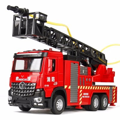 【 Jiaye 1/50】 Boxed alloy simulation engineering vehicle, fire engine, military model, Children's Sound and light Rebound vehicle Item Picture