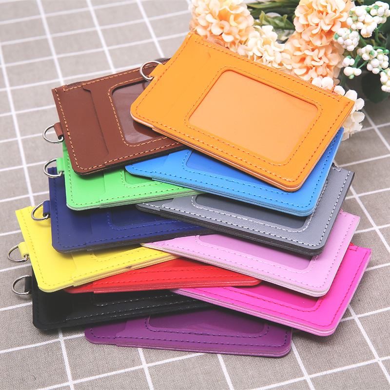Jinwang Colorful leather zipper pickup truck case card holder, PU campus office multi-position lanyard work ID card case Application Scenario