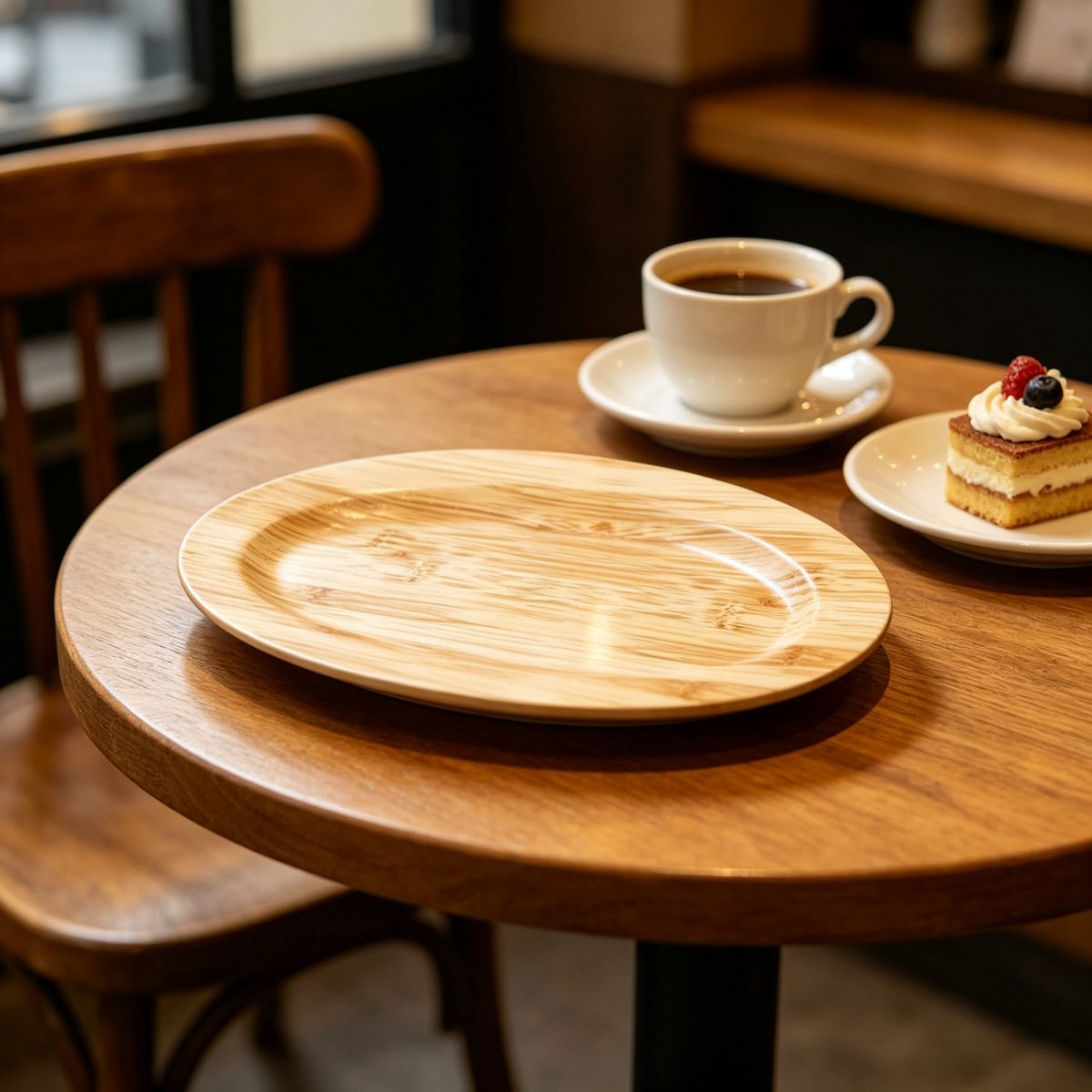 Melamine tableware, plastic plates, wood-grain brown, hotel commercial plates, serving plates, bread plates, wholesale and processing, customized