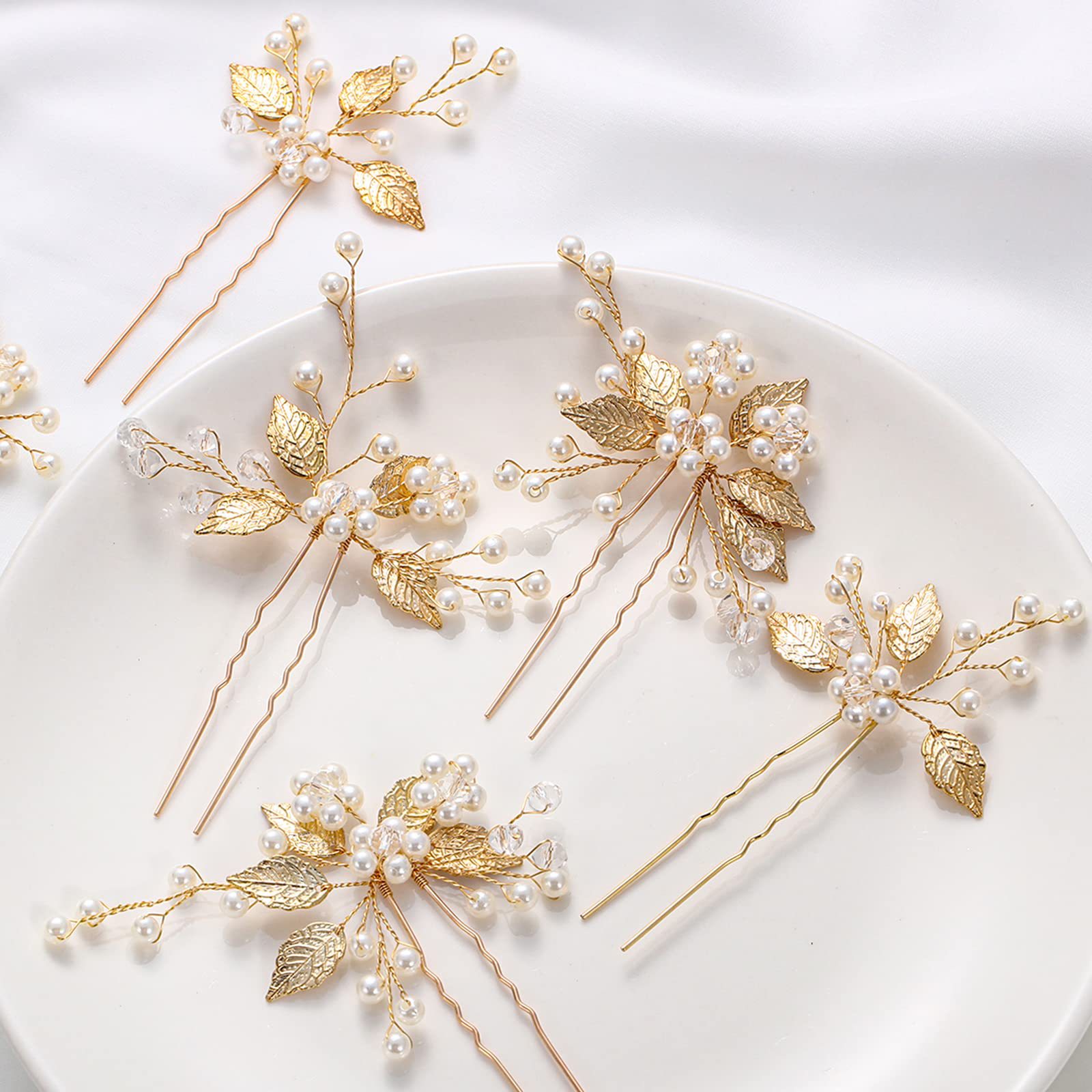 Hot-selling golden European and American style bride headwear, handcrafted pearl hair accessories, wedding updo accessories, hair forks, hairpin covers