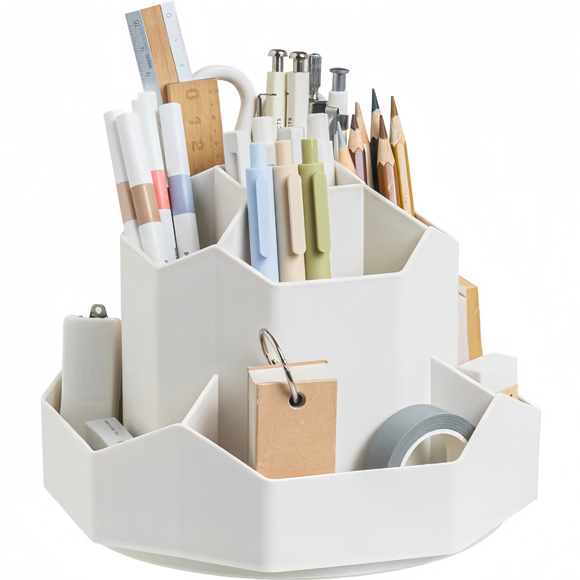 360-degree rotating pen holder, multi-functional large-capacity desktop stationery and cosmetics storage box, high-end office pen holder Application Scenario