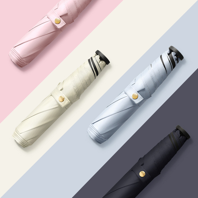 便携碳纤维遮阳晴雨三折超轻伞 折叠黑胶防紫外线防晒太阳超轻伞详情图3