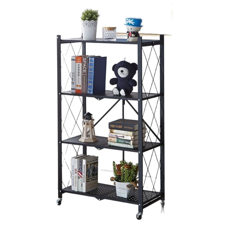 Vertical non-installation folding storage rack, kitchen multi-layer storage rack, bathroom movable storage and storage rack Item Picture