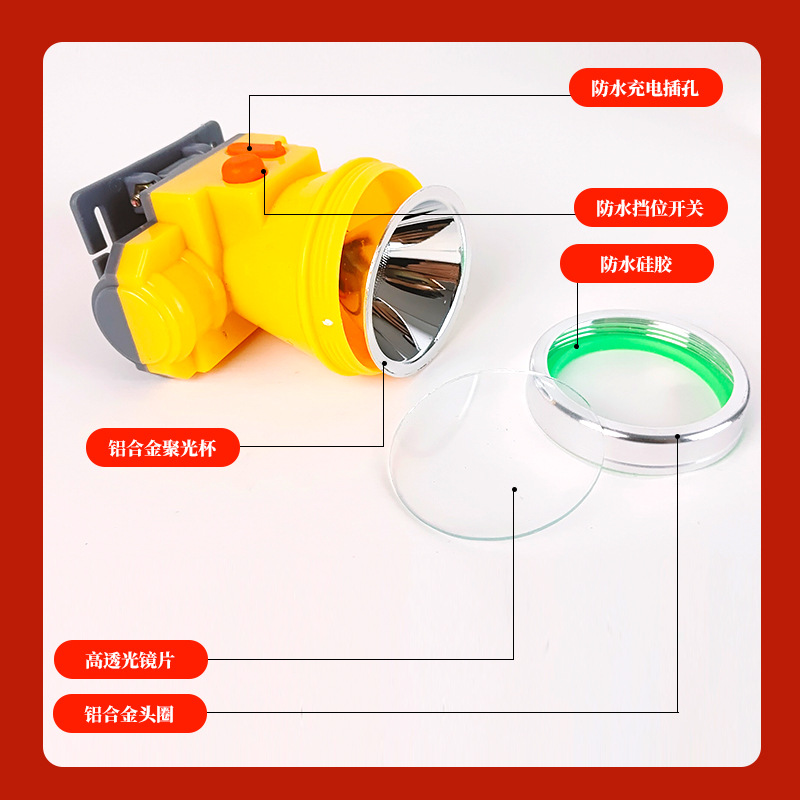 Red LED high-intensity lithium battery headlamp, 180g anti-moth fluoride toothpaste, light yellow to freshen breath, new and old packaging random Specification image