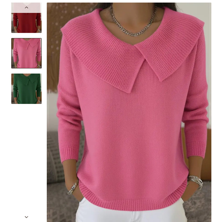 Korean-style retro and playful 2025, fashionable and slimming lapel sweater, versatile knitted, laid-back and elegant for women details Picture
