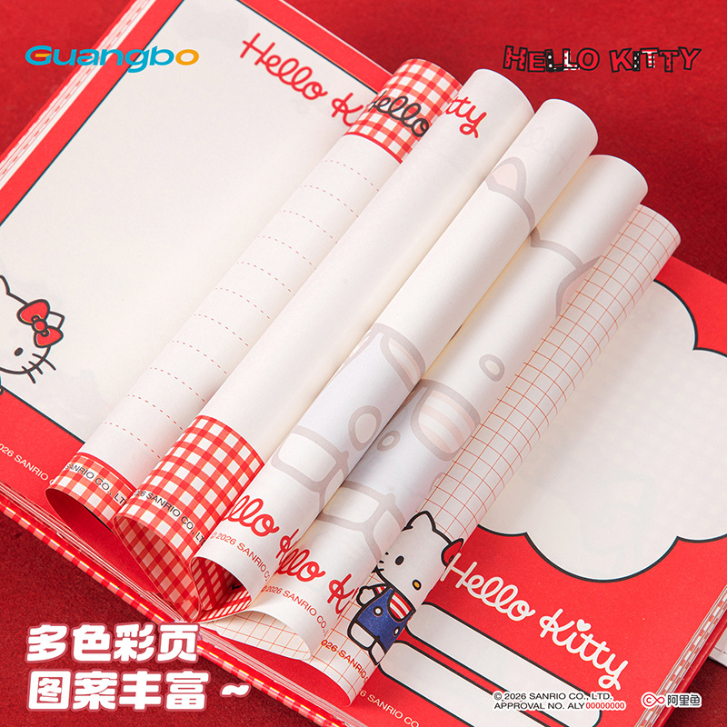 Guangbo Stationery's genuine Sanrio Hello Kitty A6 color page leather notebook, student magnetic buckle notebook, diary notebook Application Scenario