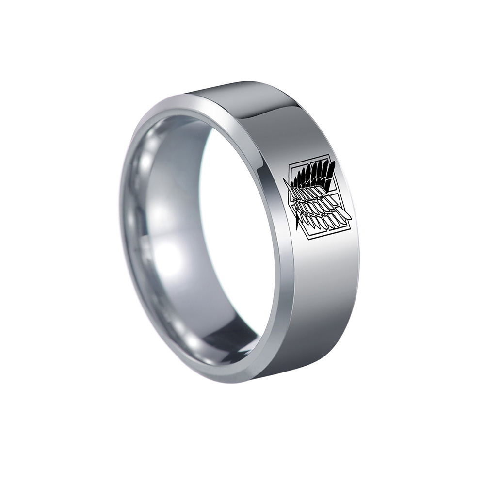 Aliexpress's best-selling simple accessory: 8MM beveled smooth ring, laser-engraved Freedom Wing stainless steel ring