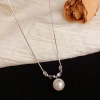 French retro fashion, simple metal twisted pearl pendant necklace, unique, light luxury, gentle and versatile, collarbone chain for women details Picture
