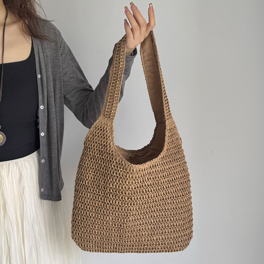 Cross-Border Straw Weaving Bag, Summer Weaving Bag, Straw Weaving Casual, Individual And Fashionable Vacation Style, Large Capacity Vacation Style Tote Single-Shoulder Bag, Women's Handmade Straw Weaving Bag Specification drawing