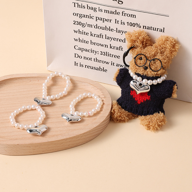 Boss Dog doll electroplated heart pearl mini animal necklace, West Highland Twist stick Bear cute pendant details Picture