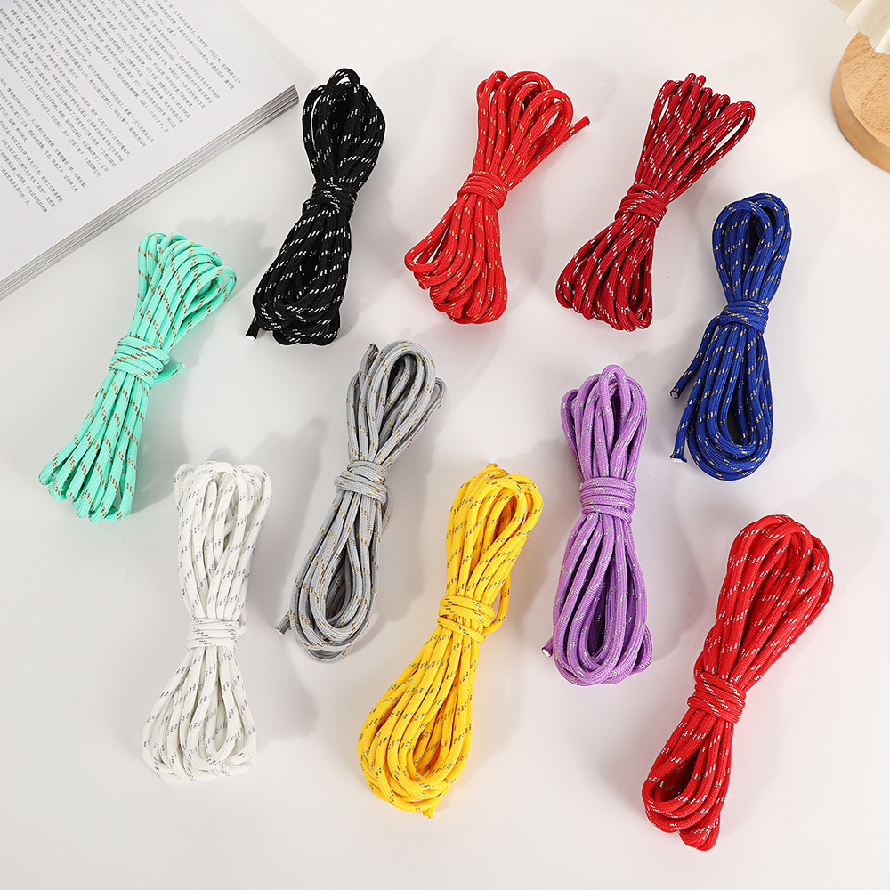 In-stock miu series gold and silver wire woven rope, personalized 5mm core polyester DIY shoelace backpack hanging accessory rope details Picture