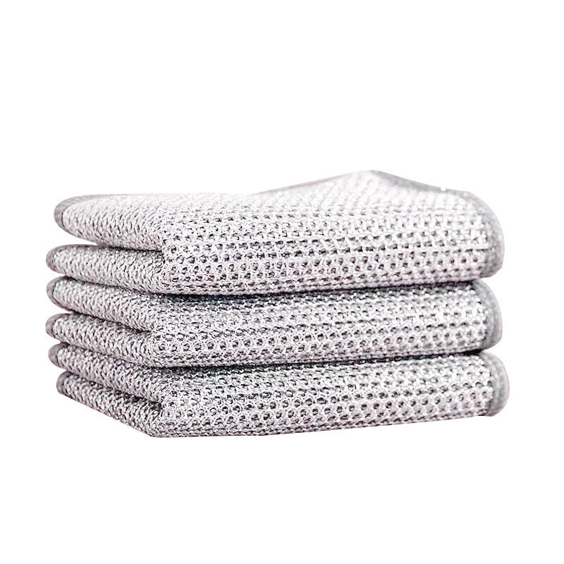 Steel wire dishcloths that do not stick to oil, remove oil and dirt, metal wire and silver wire rags, steel wire balls, for cleaning kitchen stoves Item Picture