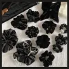 Black fine French large intestine hair band, retro solid color pillow, large intestine hair band, women's high-end style hair tie Specification image