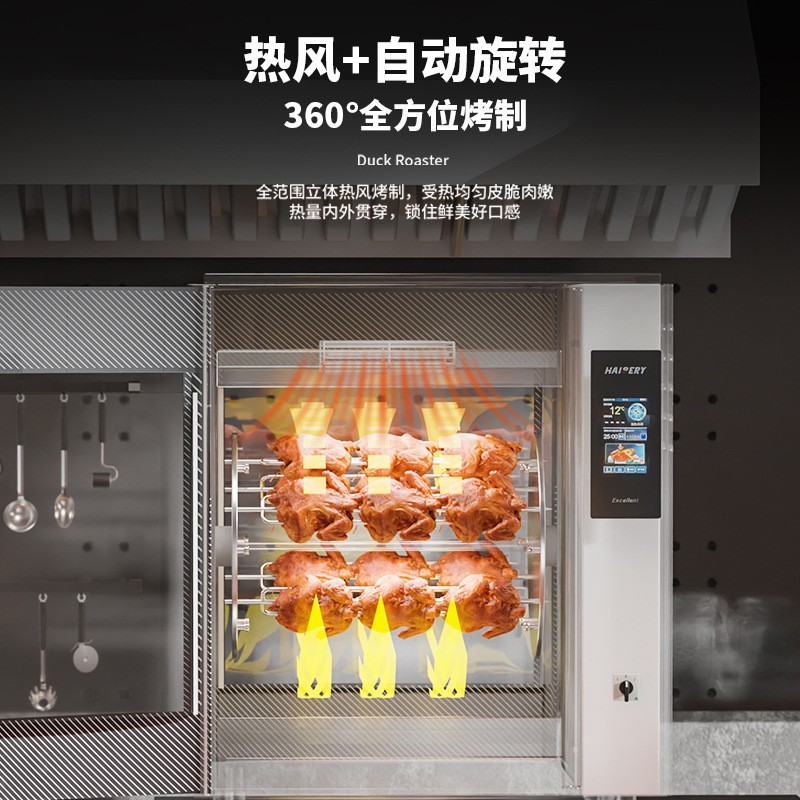 Commercial multi-functional chicken roasting oven, fully automatic hot air circulation, integrated oven for roast duck and pork belly, catering equipment details Picture