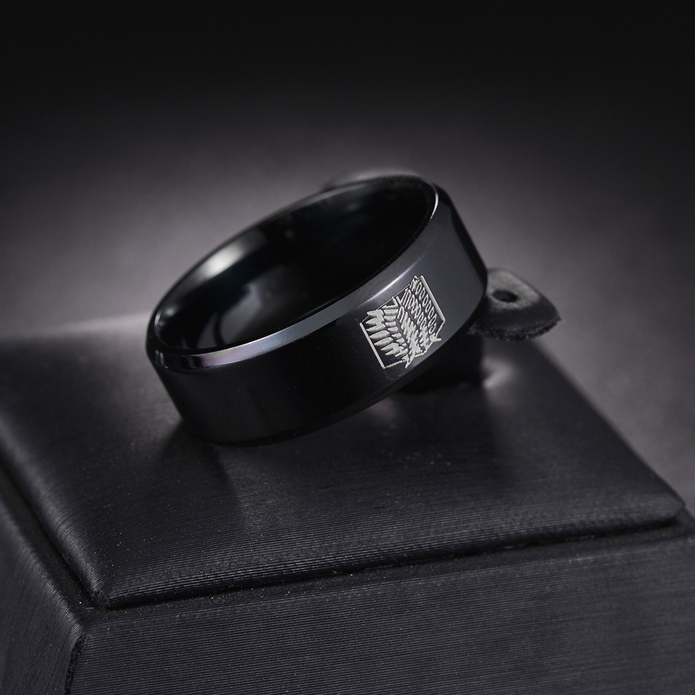 Aliexpress's best-selling simple accessory: 8MM beveled smooth ring, laser-engraved Freedom Wing stainless steel ring Specification image