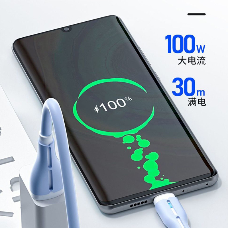 120W fast charging dual Type-C data cable PD compatible with Apple 15/14, Huawei Honor, Android 6A flash charger cable details Picture