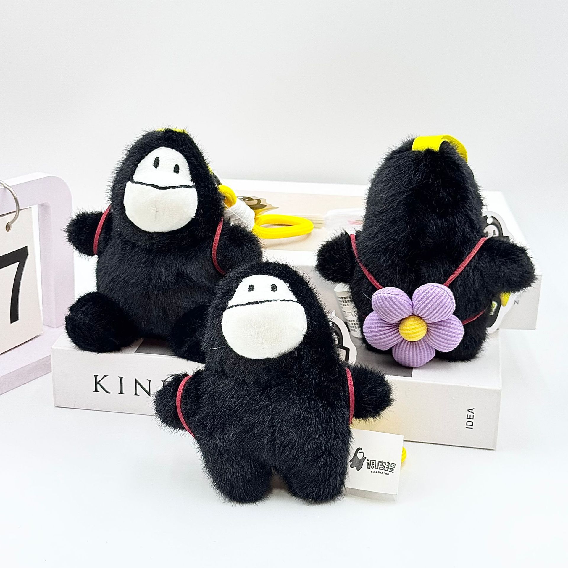 Naughty ape plush toy, keychain, cute girl bag, hanging decoration, coconut tea and coffee doll, plush accessories