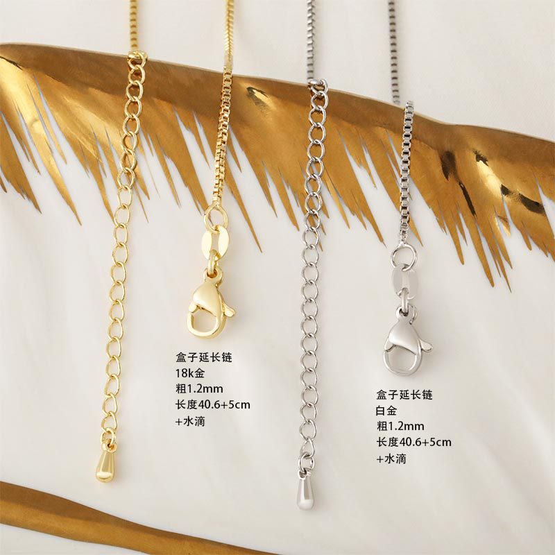 Copper-plated real gold color-preserving collarbone chain, box chain, extension chain, high-end fashionable thick chain, sweater chain wholesale