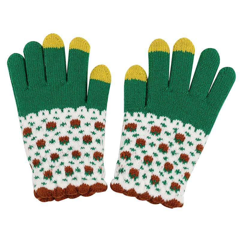 Autumn and winter gloves, warm and cute in winter, with fleece and thickening, are available for wholesale of men's and women's winter woolen knitted touch screen cycling gloves Item Picture
