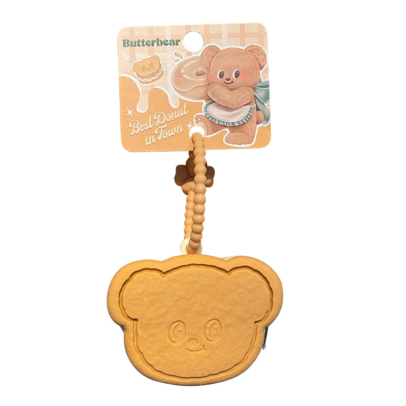 Genuine Butter Bear silicone coin purse, keychain, women's exquisite earphone case, storage bag, key chain ring, pendant Item Picture