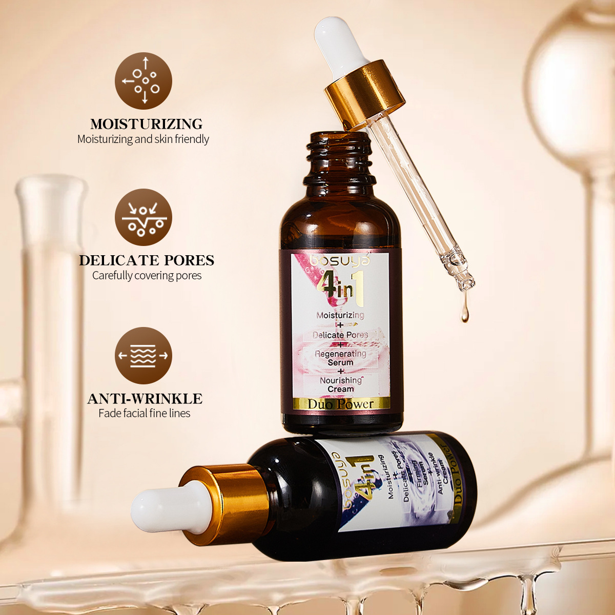 【跨境专供】BOSUYA精华液4in1精华液淡化细纹滋润保湿护肤品批发产品图