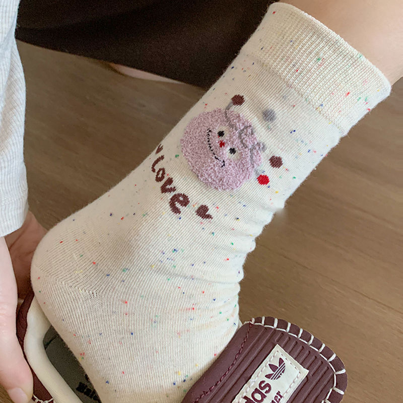Autumn and winter socks, women's mid-calf socks, cute cartoon monsters, long socks, ins, Japanese style, versatile, sweet school style Specification image