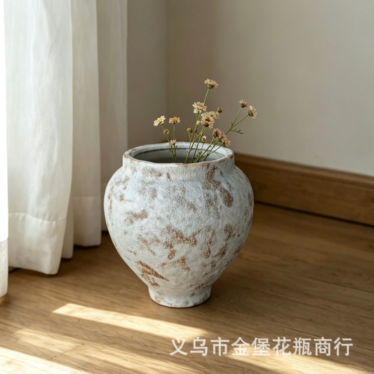 Retro texture ceramic vase, wabi-sabi style soft decoration for homestay Specification image