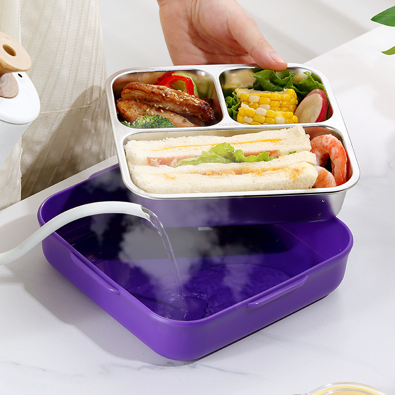 Caja de almuerzo de dibujos animados de grado alimenticio para niños de acero inoxidable para niños de escuela primaria para hombres y mujeres caja de almuerzo portátil con comida aislada caja de comida sellada details Picture