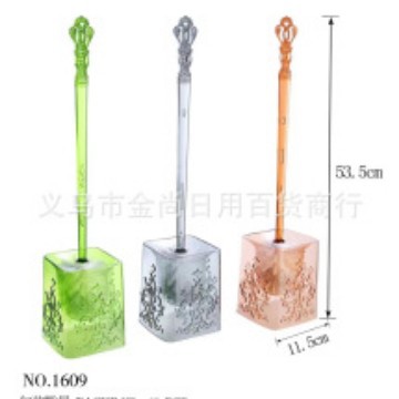 Transparent crystal square heart-shaped garden round toilet brush with base, fashionable transparent base toilet brush cover Specification image