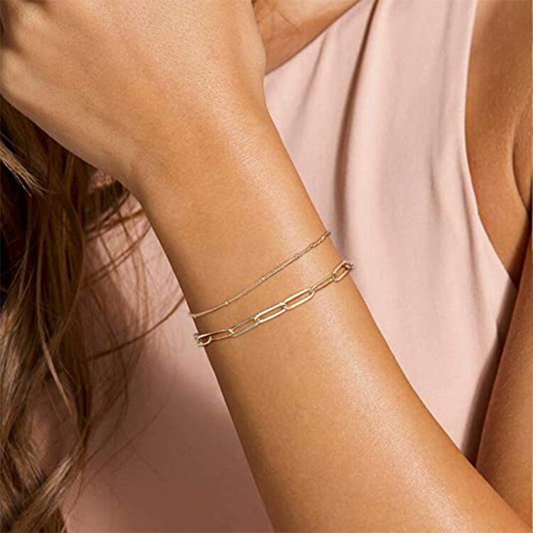 Cross-border best-selling simple double-layer rice bead paperclip bracelet and jewelry, simple and elegant ladies' bracelet, niche jewelry Specification drawing