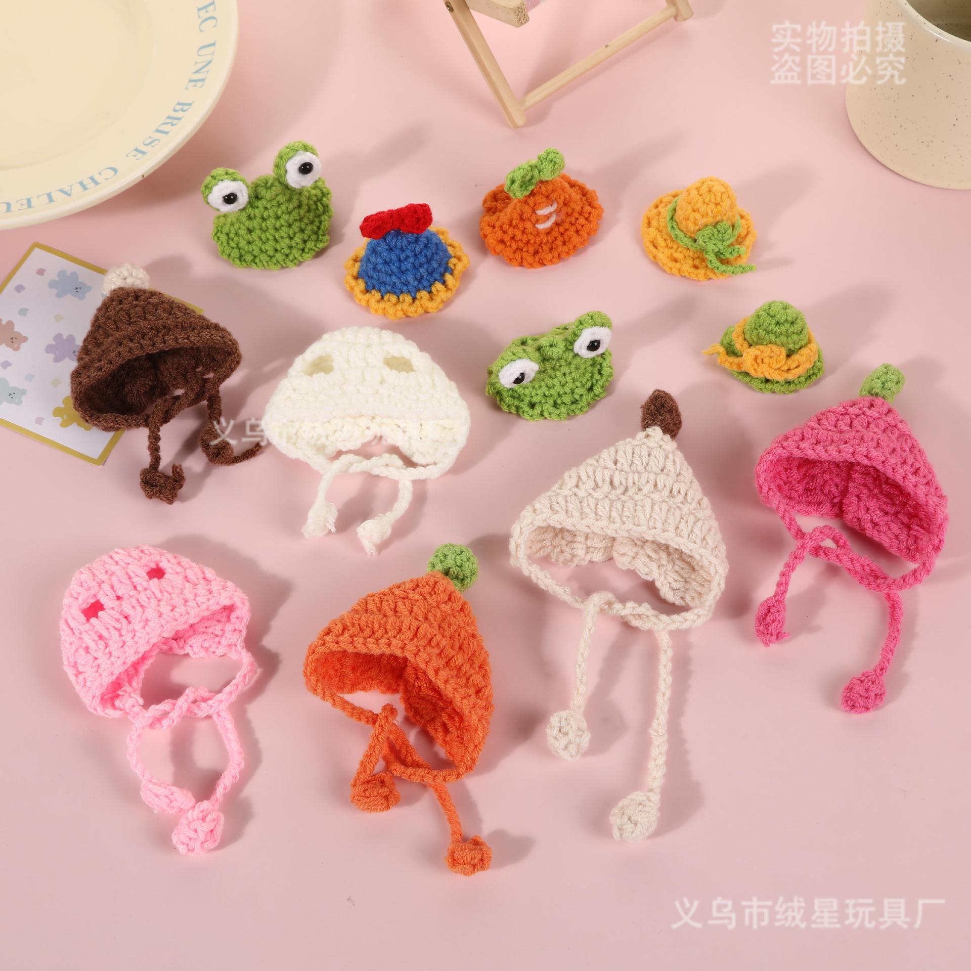 Best-selling mini hand-woven knitted caps, plush dolls, woolen ball head covers, creative dolls, doll wearing rope hats