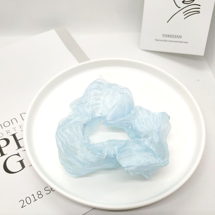 2020 New pleated glossy plate pig intestine gauze ring Fashion fairy ins style hair ring for Maldives travel details Picture